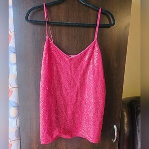 Express Dark Red Sequin Tank Top Size XL